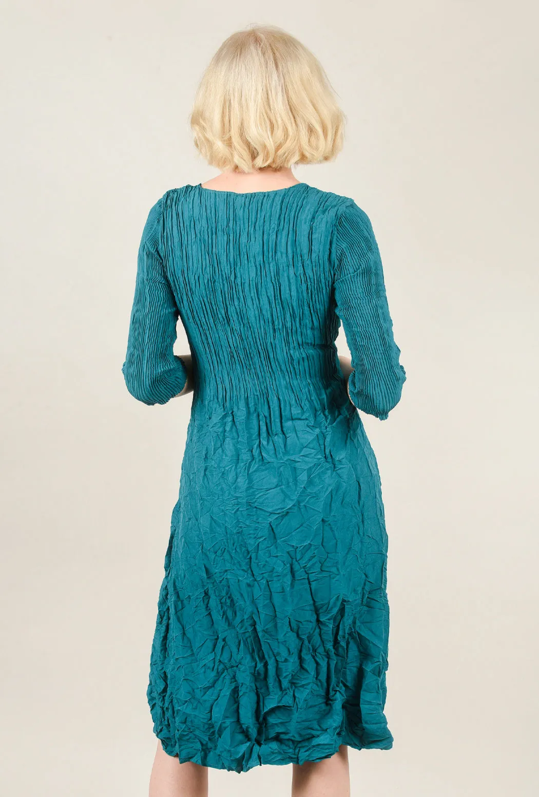 3/4-Sleeve Smash Dress, Peacock