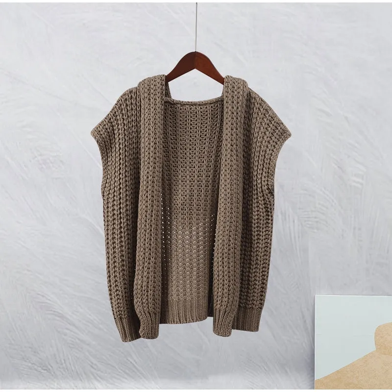 Adriana Sleeveless Loose Knitting Women Cardigan