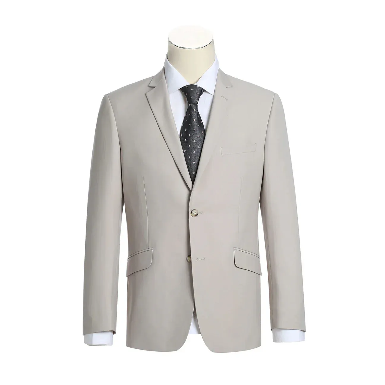 Alessandro Vitello by Renoir Beige Classic Fit 2-Piece Single Breasted Notch Lapel Suit 201-84
