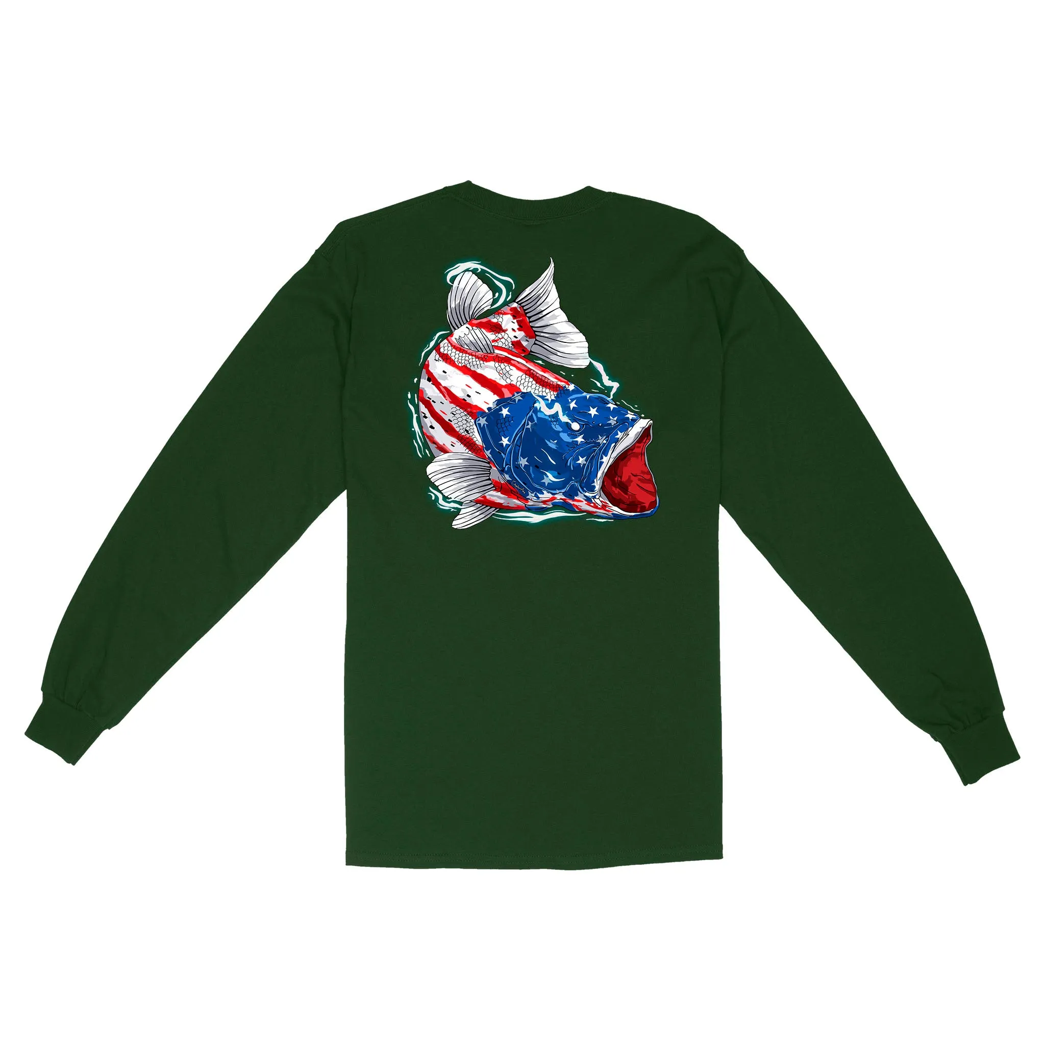 American flag angry bass fishing shirts gift for fisherman