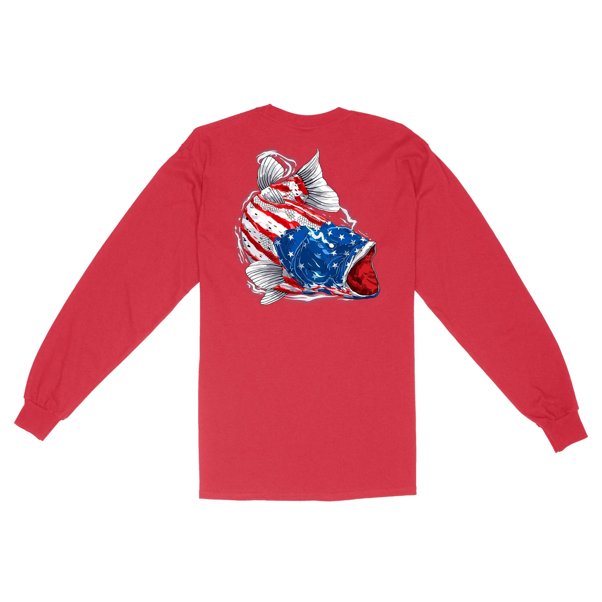 American flag angry bass fishing shirts gift for fisherman