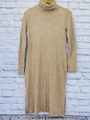 ANN TAYLOR NWT Long Turtleneck Sweater Dress Sz PS Tan Soft Cozy Knit