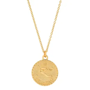 AQUARIUS ZODIAC MEDALLION NECKLACE, GOLD
