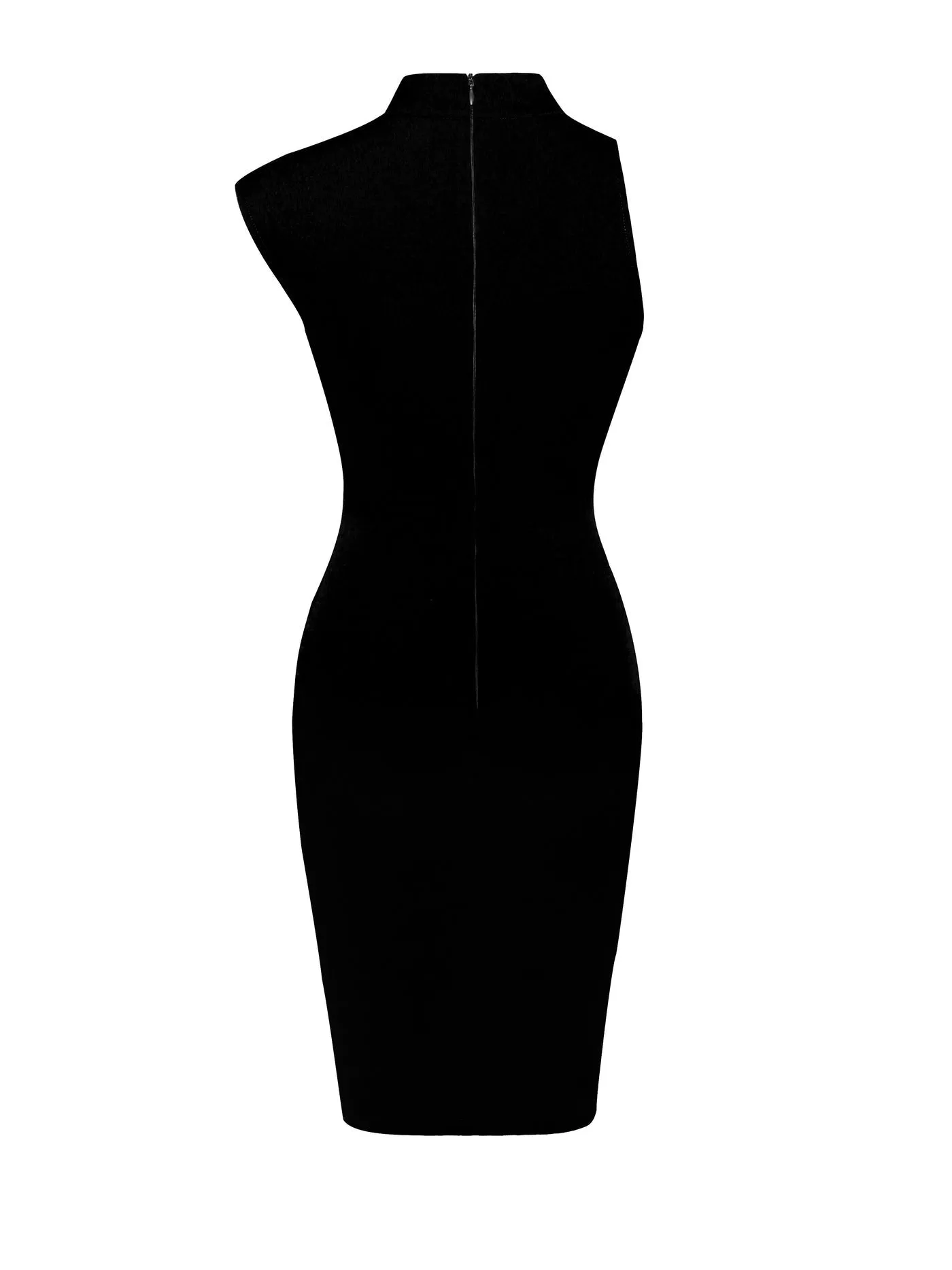 Aria Asymmetric Neck Detail Dress x Black