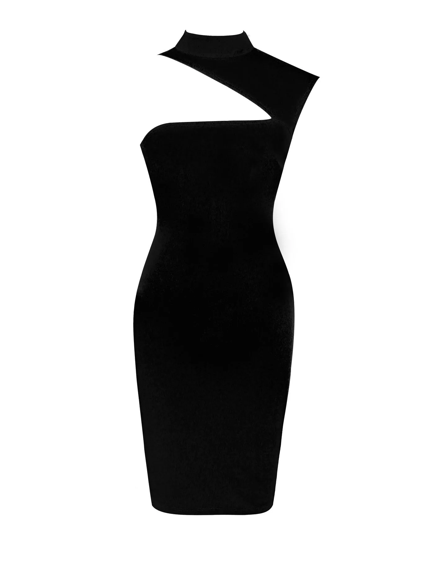 Aria Asymmetric Neck Detail Dress x Black