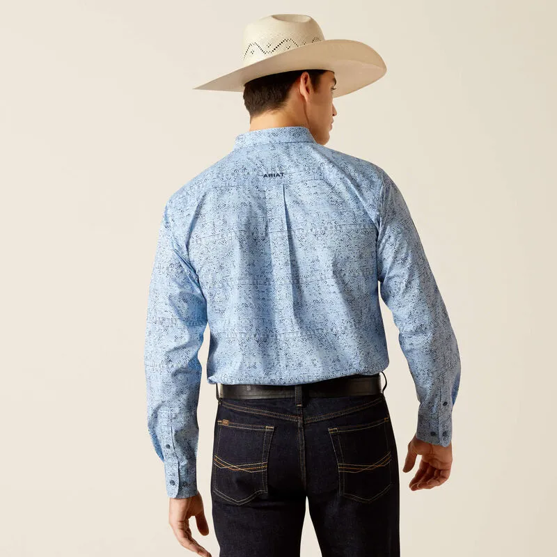 Ariat Mens Pro Team Vaughn Fitted LS Shirt Blue