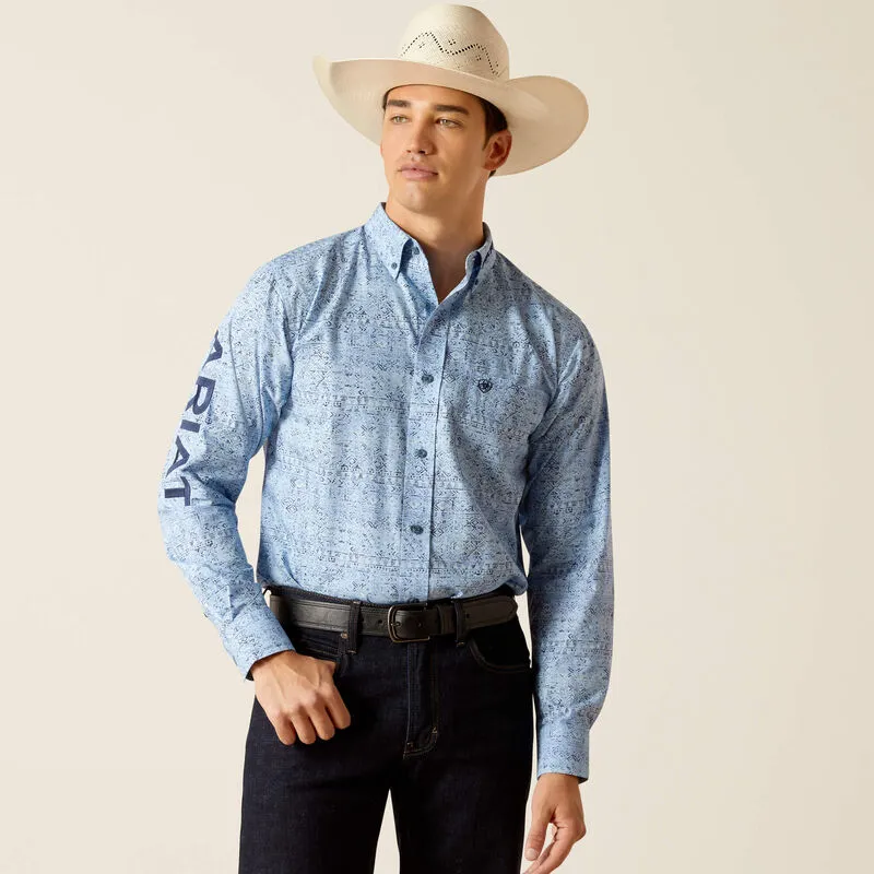 Ariat Mens Pro Team Vaughn Fitted LS Shirt Blue