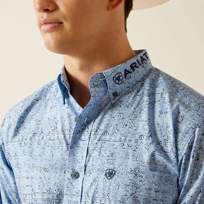Ariat Mens Pro Team Vaughn Fitted LS Shirt Blue