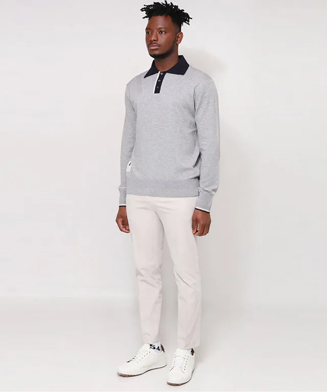 AVEN Men's Preppy Polo Knit - Gray