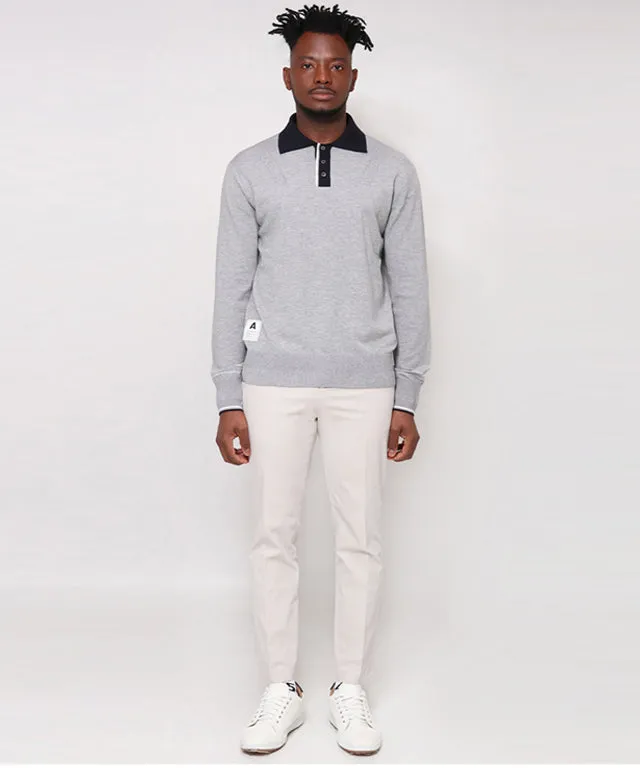 AVEN Men's Preppy Polo Knit - Gray