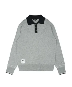 AVEN Men's Preppy Polo Knit - Gray