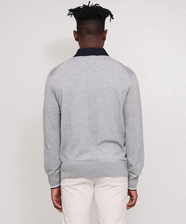AVEN Men's Preppy Polo Knit - Gray
