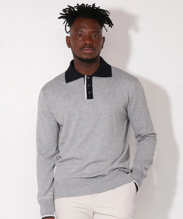 AVEN Men's Preppy Polo Knit - Gray