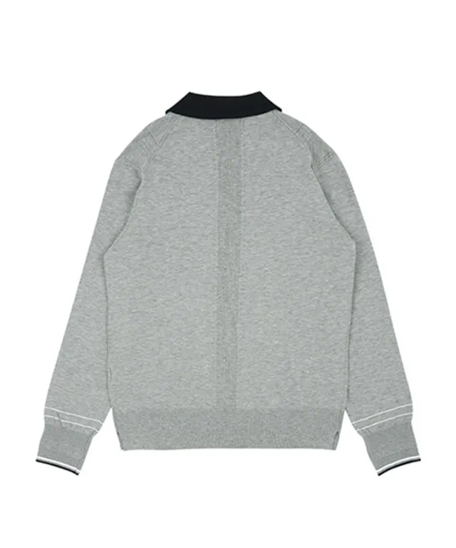 AVEN Men's Preppy Polo Knit - Gray