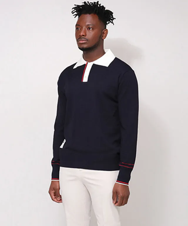 AVEN Men's Preppy Polo Knit - Navy