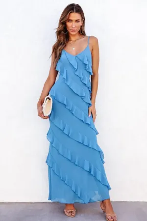 Backless Sling U-Neck Off-Shoulder Maxi Dress