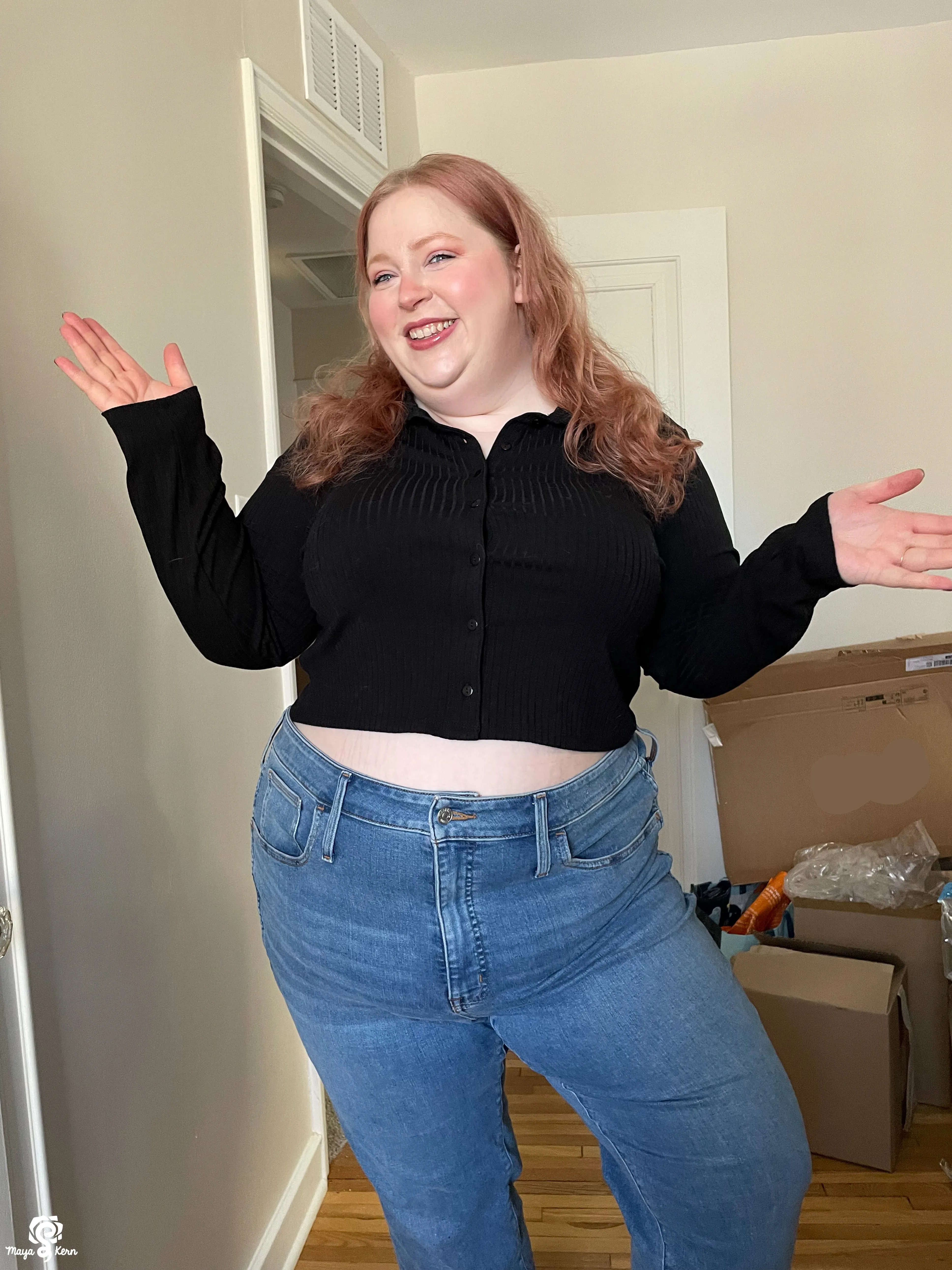 Black Cropped Polo Sweater — FINAL SALE