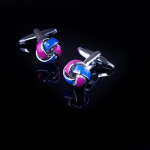 Blue & Pink Mens Stainless Steel Knots Cufflinks for Shirt with Box - Hand Crafted Perfect Gift