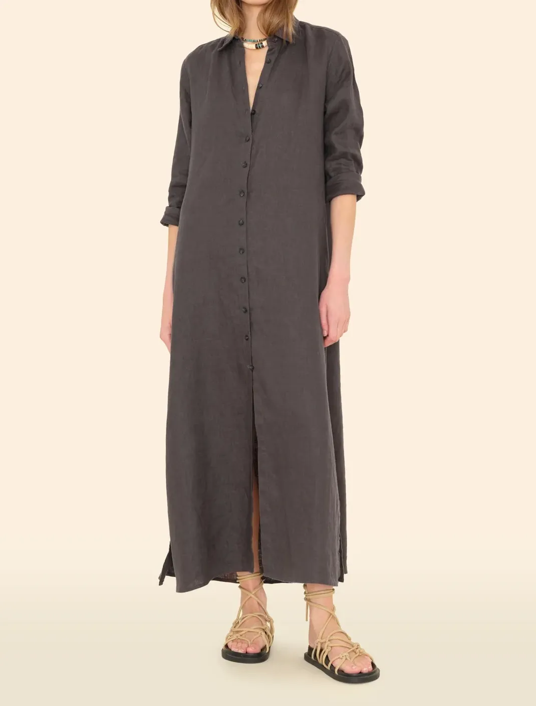 Boden Linen Dress - Black Quartz