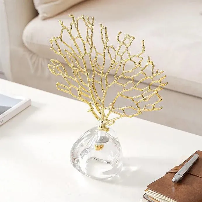 Brassed Sea Coral on Acrylic Stand