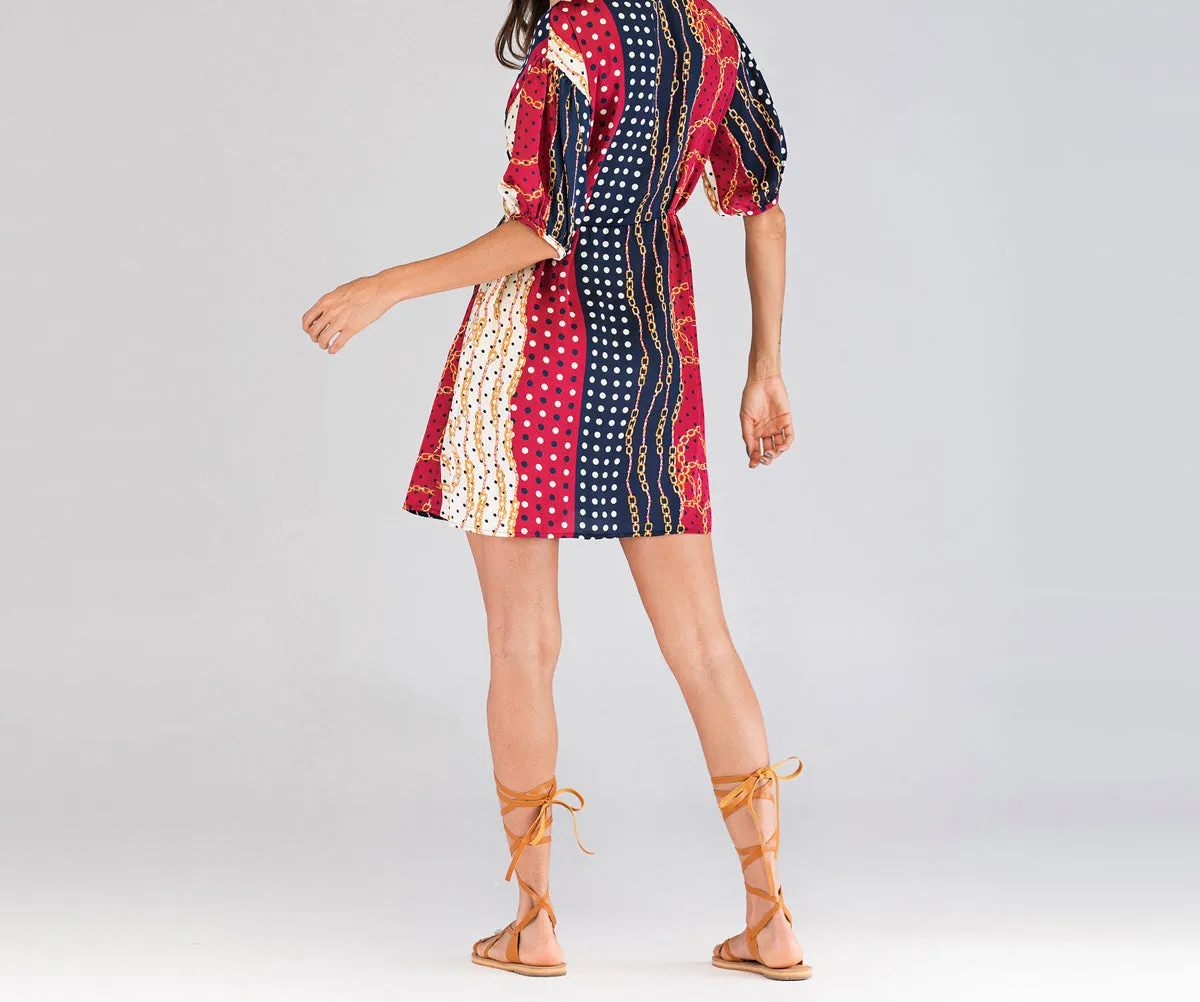 Chain-breasted Short-sleeved Dress