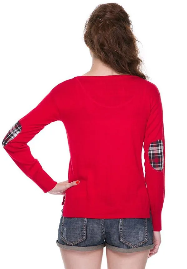 Checkered Elbow Patch Cardigan