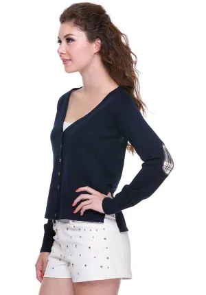 Checkered Elbow Patch Cardigan