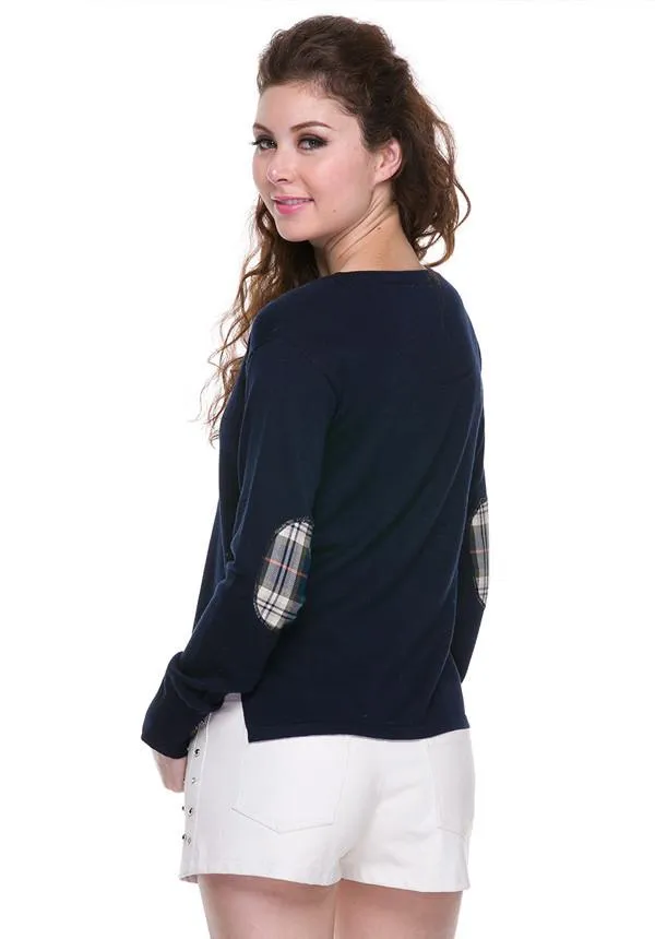 Checkered Elbow Patch Cardigan