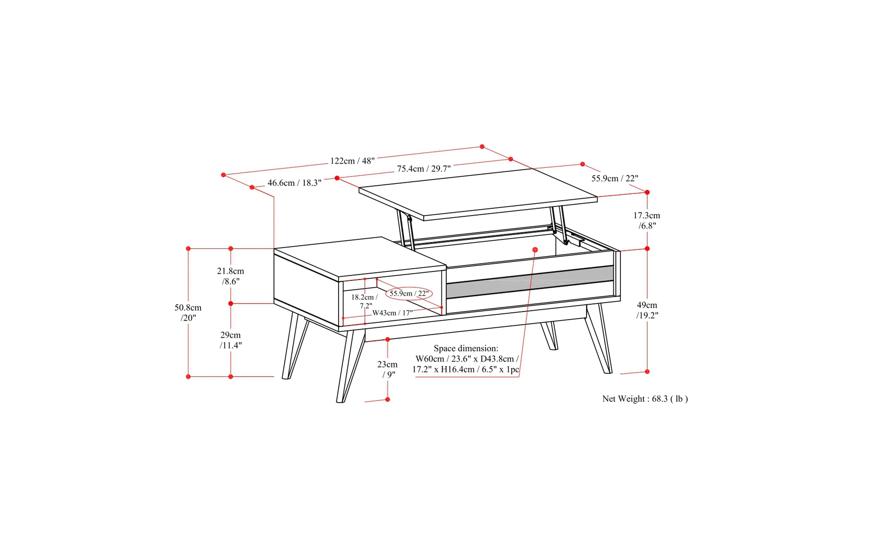Clarkson Lift Top Coffee Table in Acacia