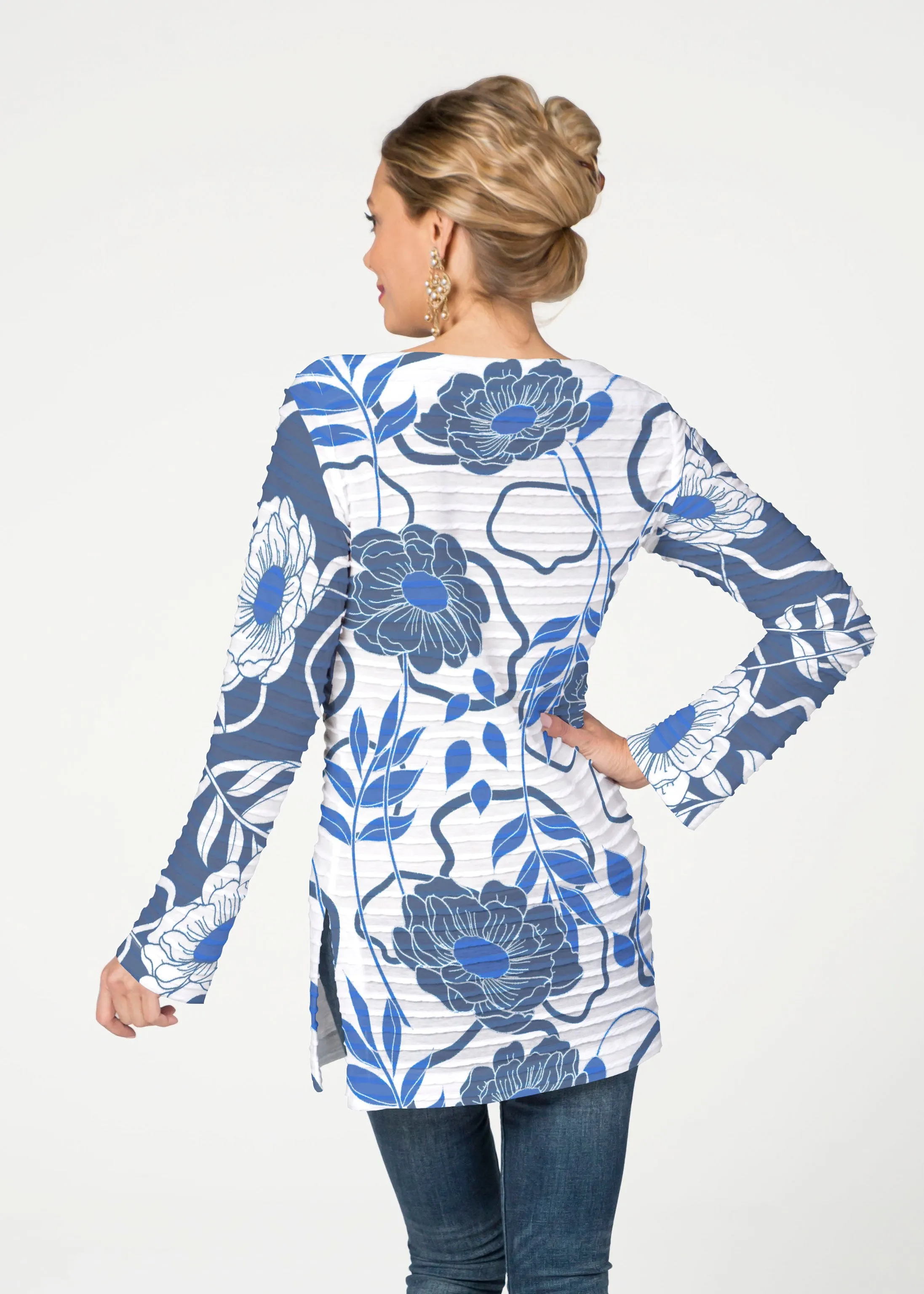 Clarrissa Navy (8138) ~ Banded Boatneck Tunic