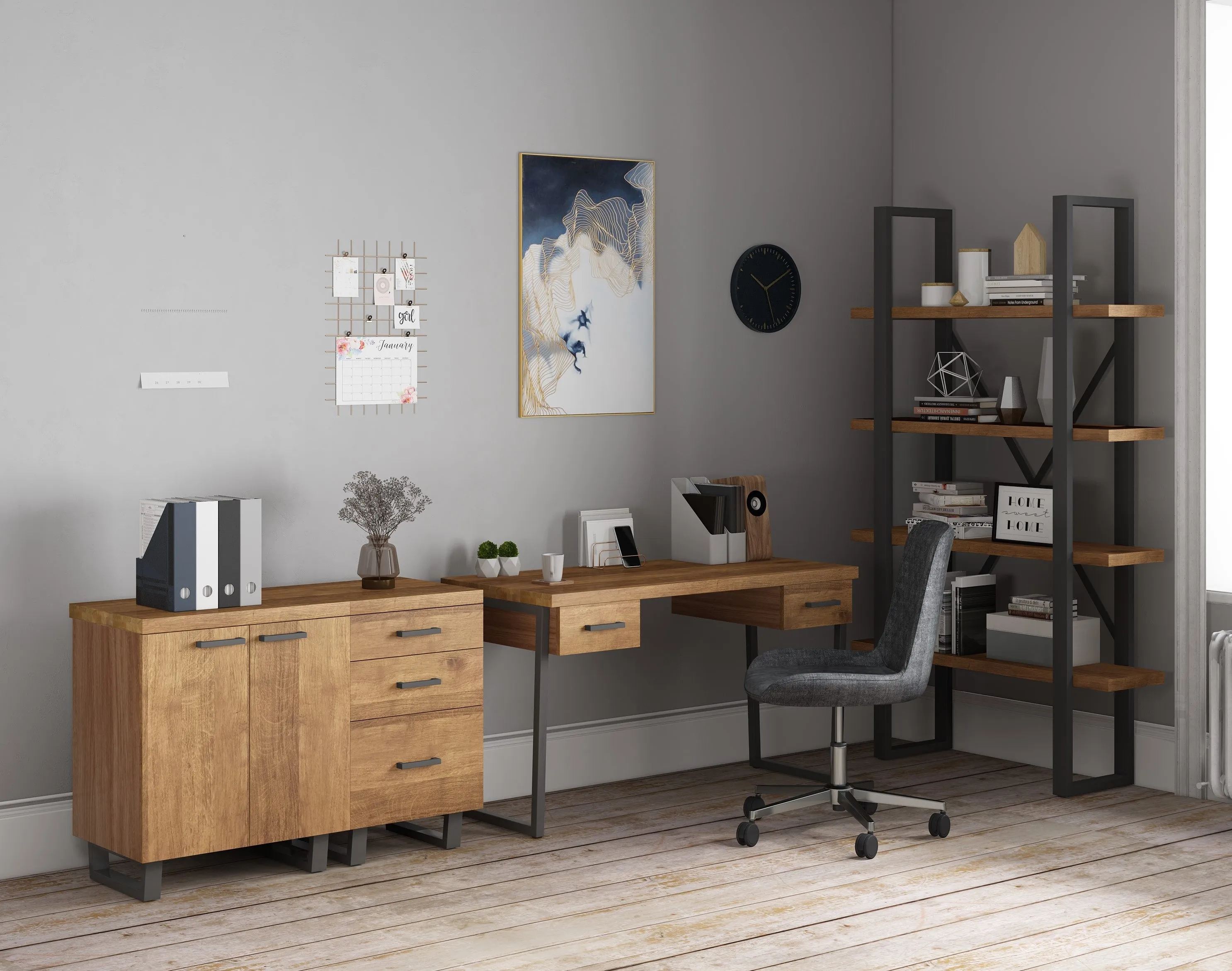 Classic Fusion Oak Open Office Desk FSODK