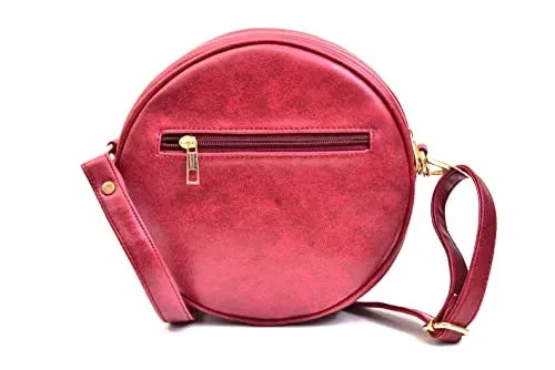 Classy Leather Customized Chained Sling Bag Round   Men's Wallet - Maroon Green