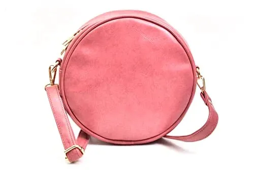 Classy Leather Customized Chained Sling Bag Round   Men's Wallet - Peach Grey