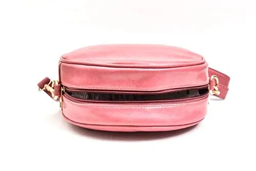 Classy Leather Customized Chained Sling Bag Round   Men's Wallet - Peach Grey