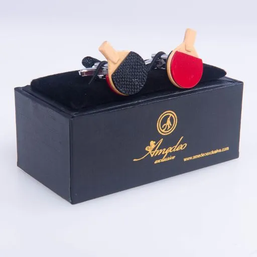 Colorful Mens Stainless Steel Table Tennis Cufflinks for Shirt with Box - Hand Crafted Perfect Gift