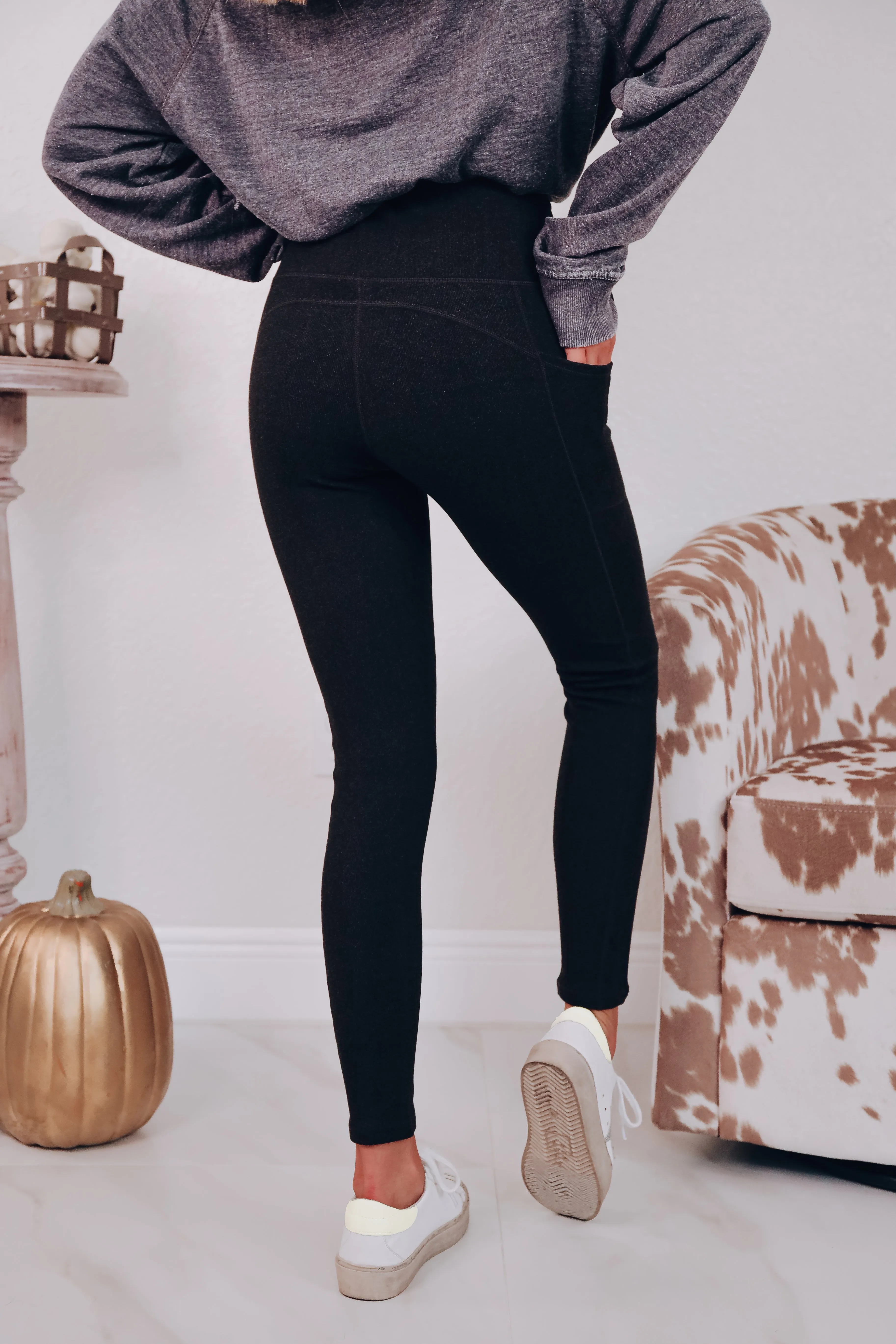 Core Pocketed Leggings - Black