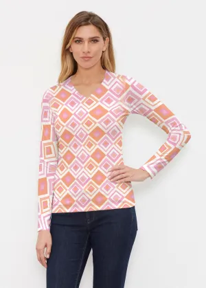 Cubed Pink (7809) ~ Butterknit Long Sleeve V-Neck Top