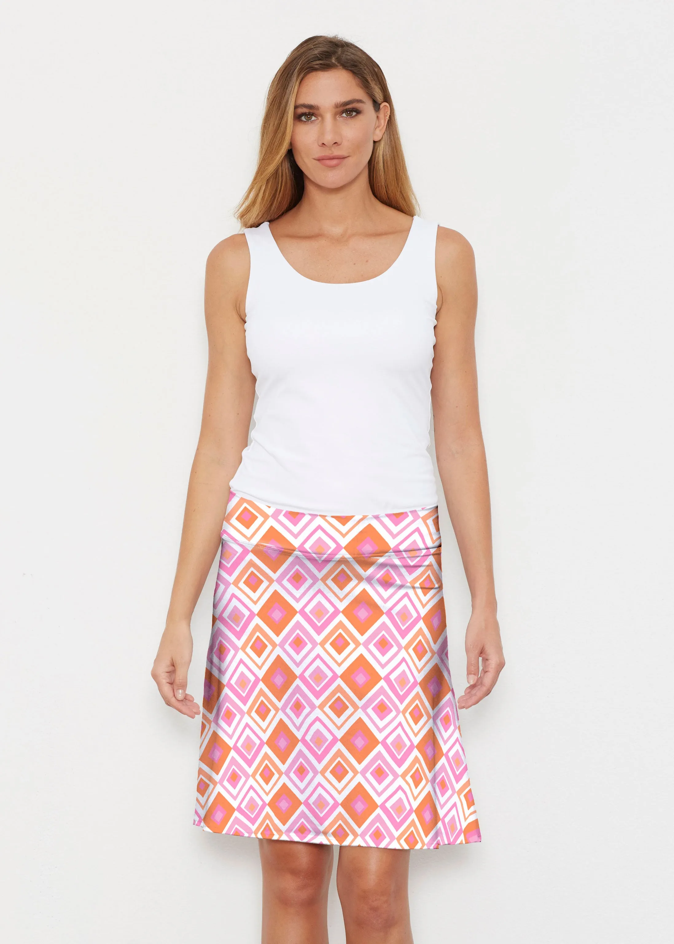 Cubed Pink (7809) ~ Silky Brenda Skirt 21 inch