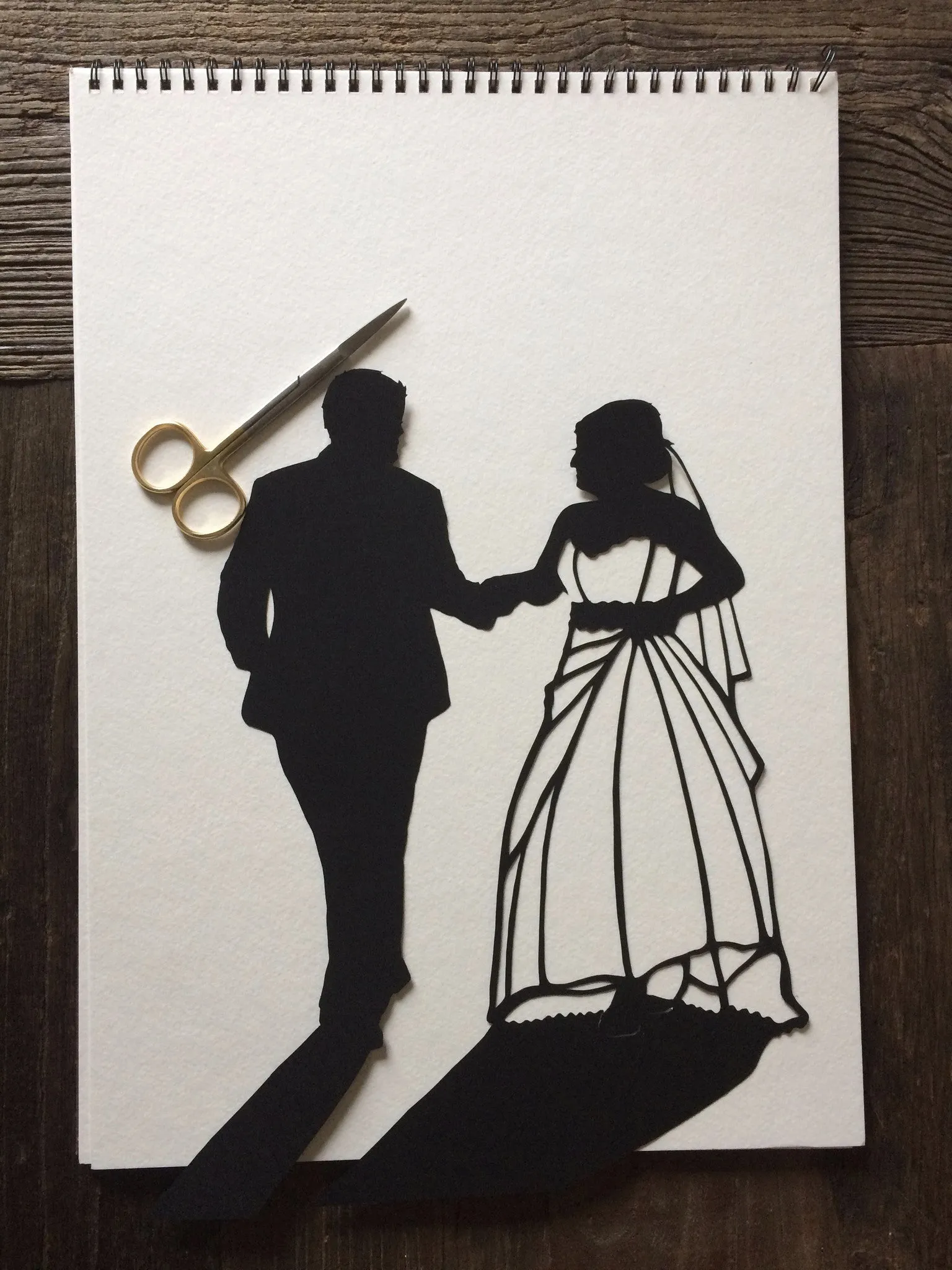 Custom Hand Cut Wedding Silhouette Art