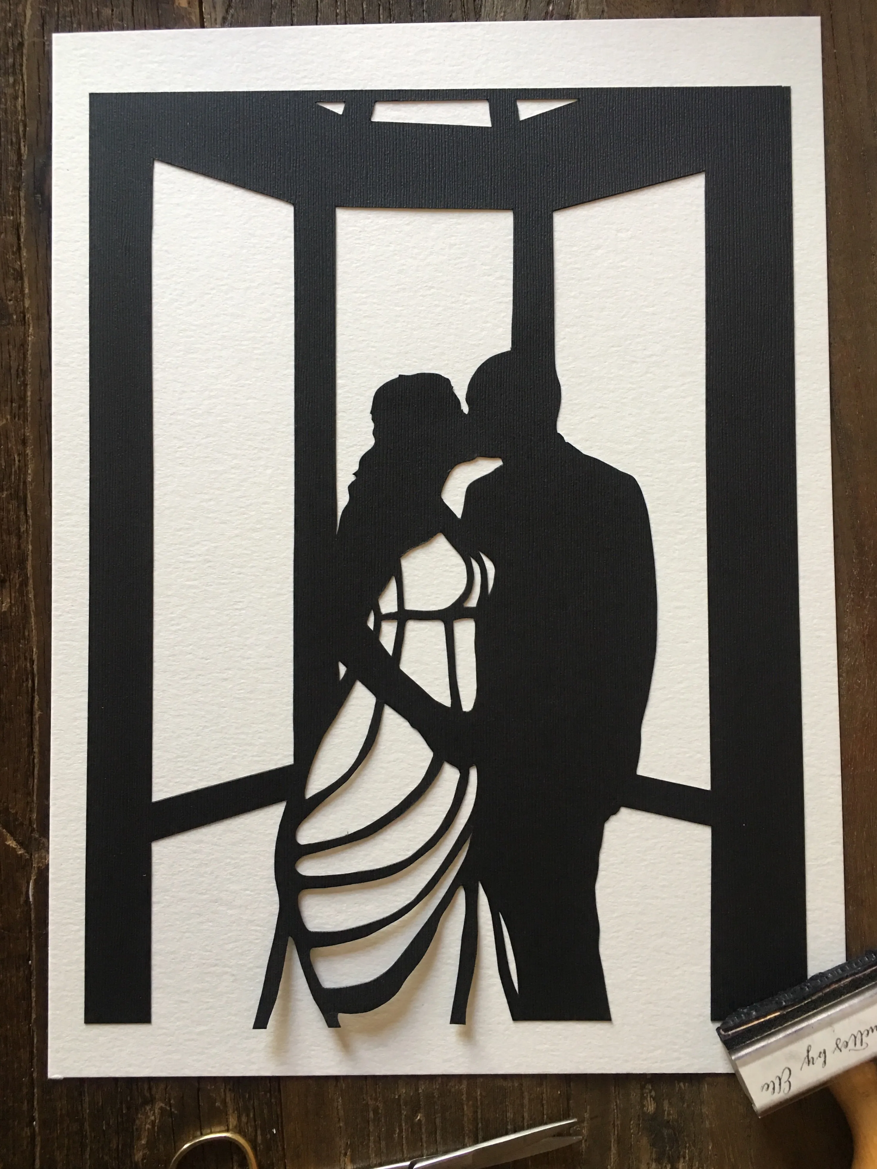 Custom Hand Cut Wedding Silhouette Art