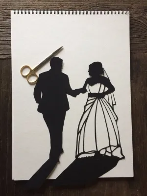 Custom Hand Cut Wedding Silhouette Art