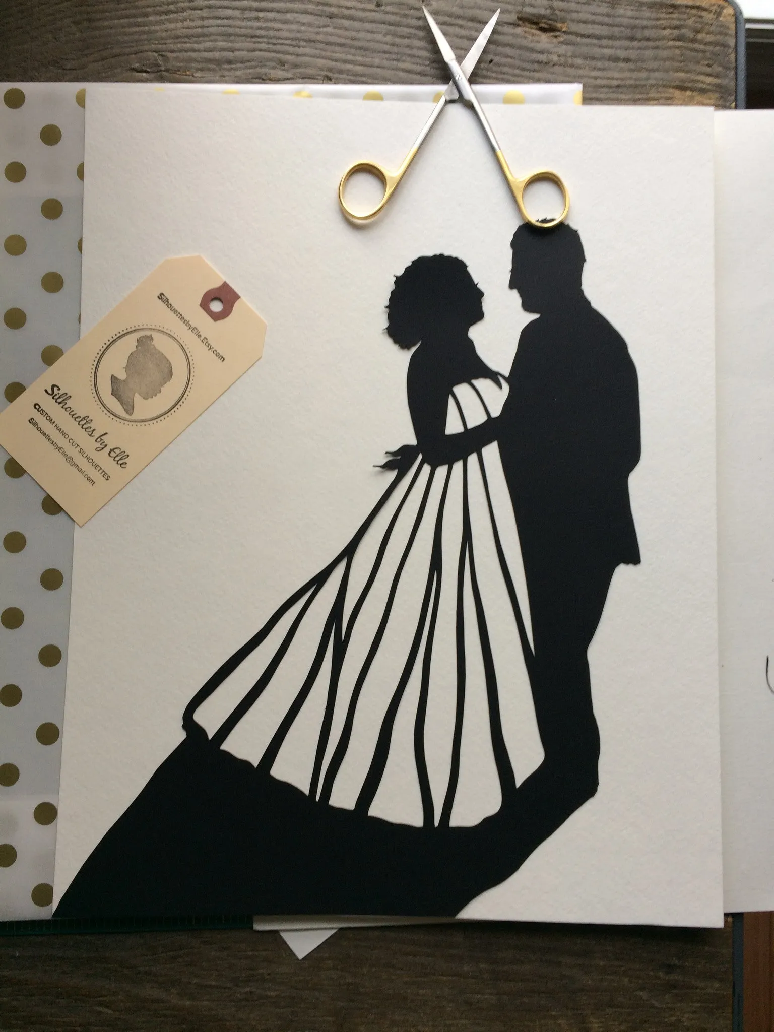 Custom Hand Cut Wedding Silhouette Art