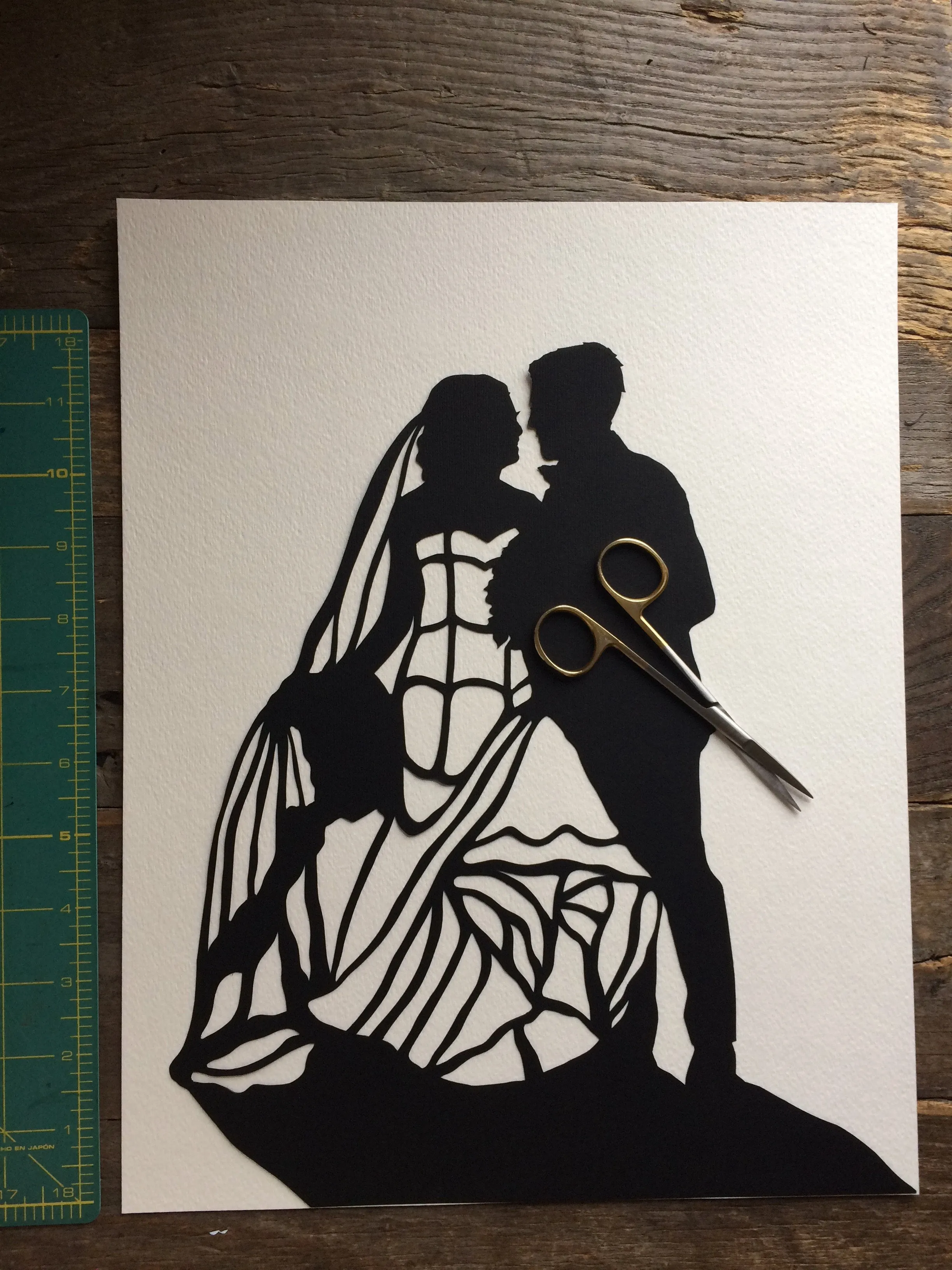 Custom Hand Cut Wedding Silhouette Art