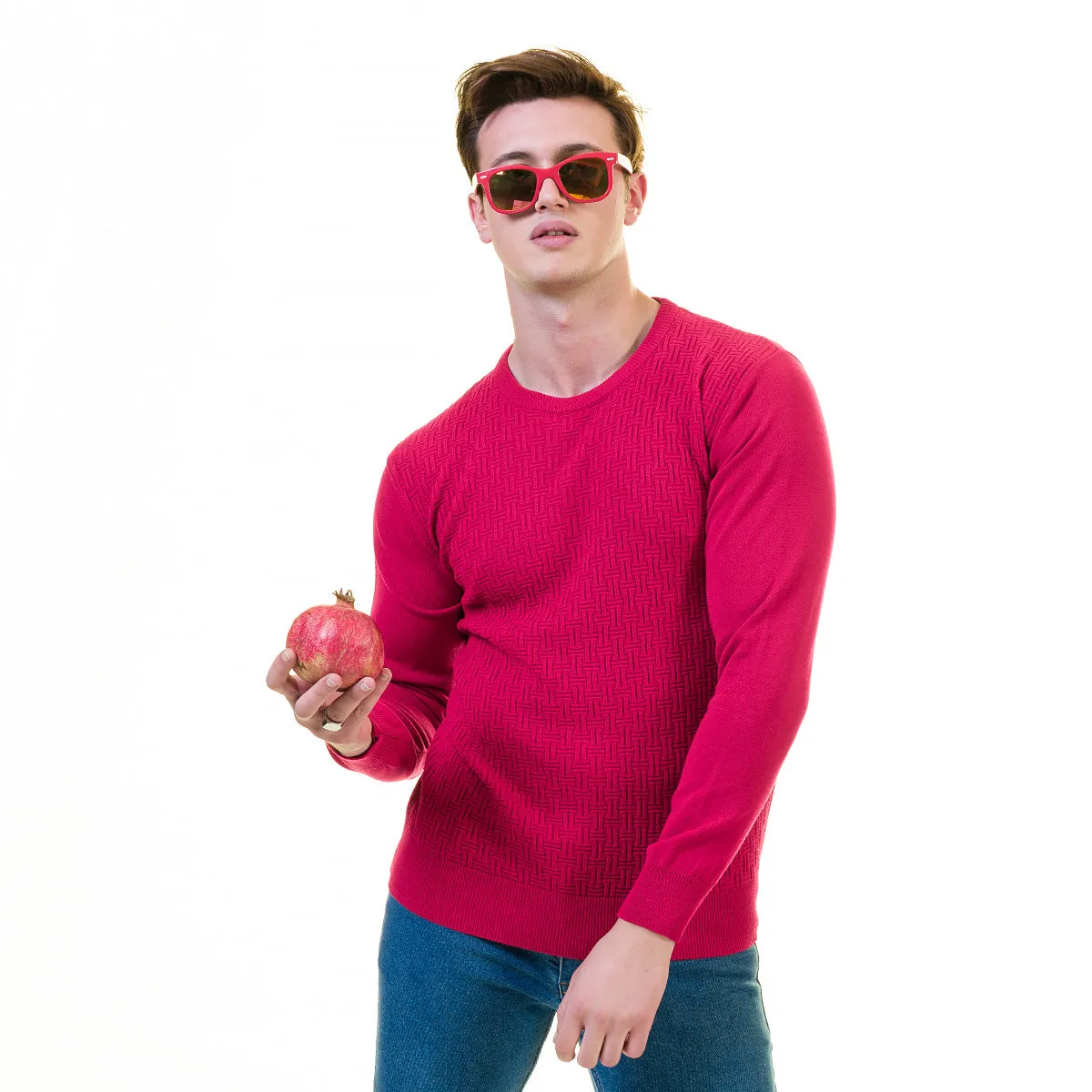 Dark Pink European Wool Luxury Zippered With Sweater Jacket Warm Winter Tailor Fit