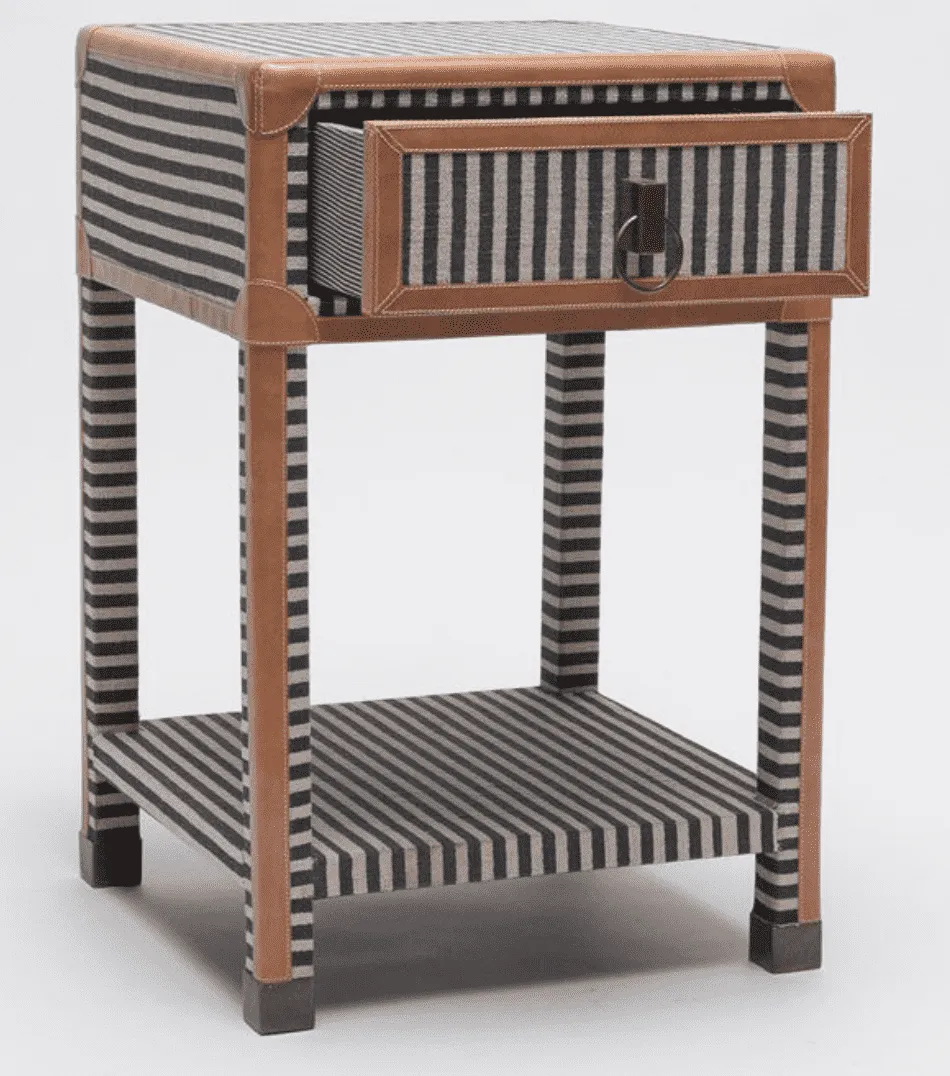 Denby Striped Canvas Night Table - Two Sizes