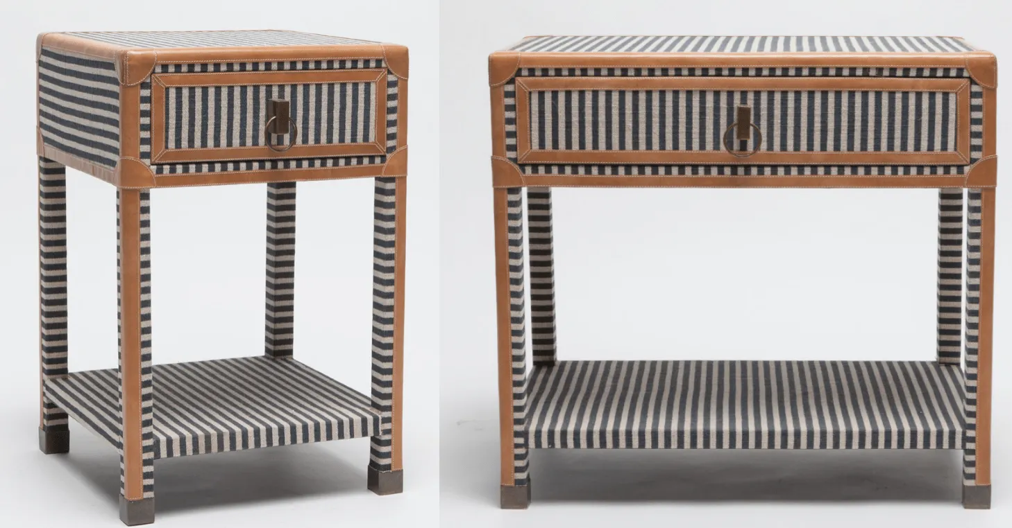Denby Striped Canvas Night Table - Two Sizes
