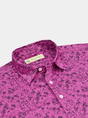 Donald Ross Classic Fit Mens Flowers in the Wind Polo - SANGRIA/BLACK