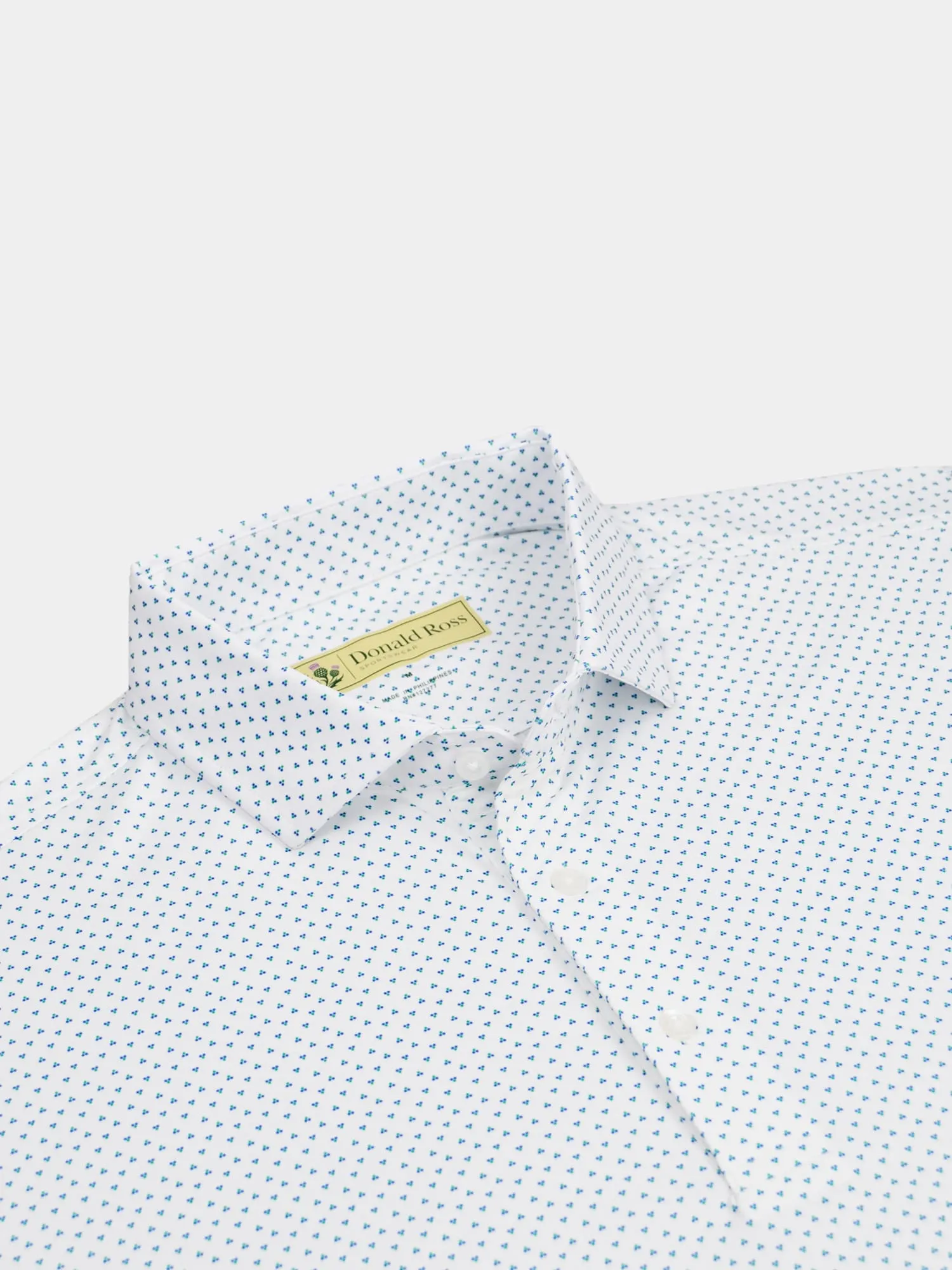 Donald Ross Classic Fit Mens Short Sleeve Tri-Dot Print Polo - WHITE/NAVY/EMERALD