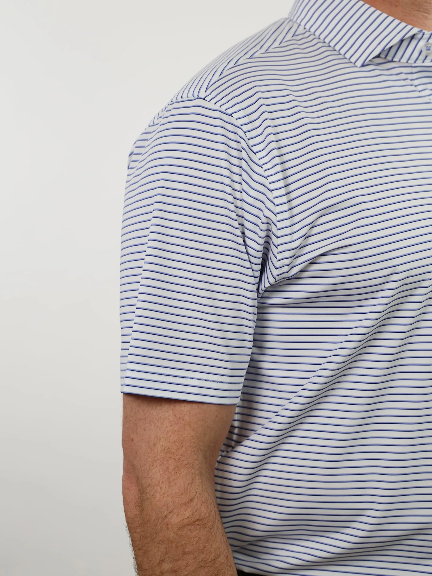 Donald Ross Mens Classic Fit NANTUCKET Polo - WHITE / JUNIPER