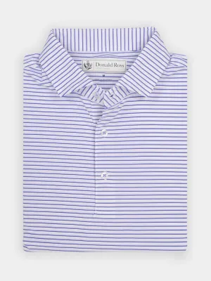 Donald Ross Mens Classic Fit NANTUCKET Polo - WHITE / JUNIPER